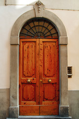 Fototapeta premium Old wooden doors. Exterior. European city