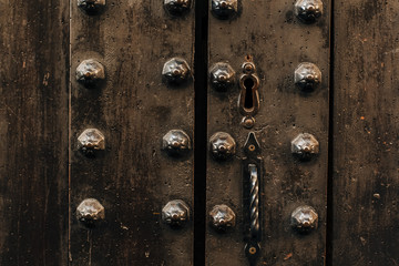 Original beautiful handles of old doors.Details