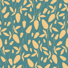 Vintage seamless pattern with branches, leaves and flowers. Can be used for invitations, greeting cards, print, gift wrap.