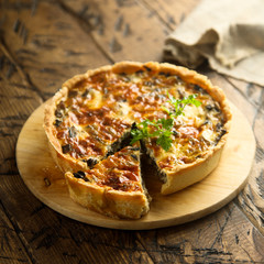 Homemade mushroom quiche or pie