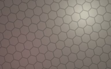 Fototapeta premium Honeycomb with color lighting, on a gray background. Perspective view on polygon look like honeycomb. Isometric geometry. 3D illustration