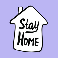 vector house with a call to stay at home