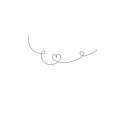 Continuous line drawing. Hearts of love concept on white background. Vector illustration.

