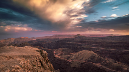 Beautiful sunset at the desert .