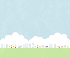 街並みの背景イラスト／町／シンプル