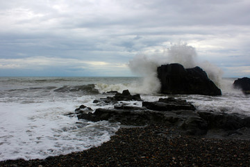 Seascape waves in storm, Black sea, Georgia 