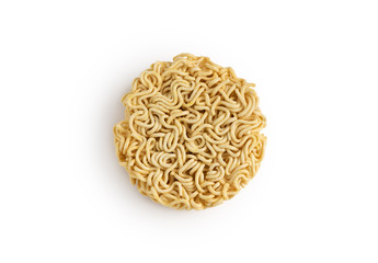 raw dry noodle on white background