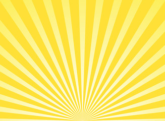 Sunlight rays horizontal background. Bright yellow color burst background.