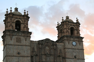 Fototapeta na wymiar The Cathedral of Puno on Lake Titicaca