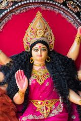  Durga Face During Durga Puja Festival- Goddess Durga - Festival of Woman Worship