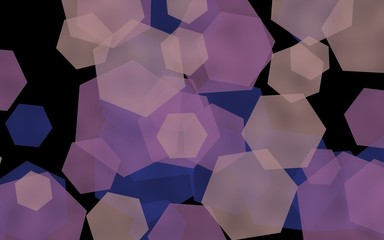 Gray translucent hexagons on dark background. Green tones. 3D illustration