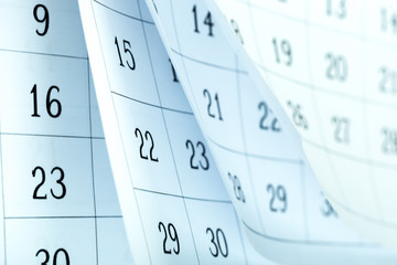 Abstract blur page calendar 2020 flipping sheet close background