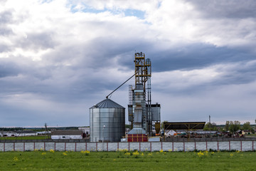 agro-processing and manufacturing plant for processing and silver silos for drying cleaning and storage of agricultural products, flour, cereals and grain. Granary elevator.