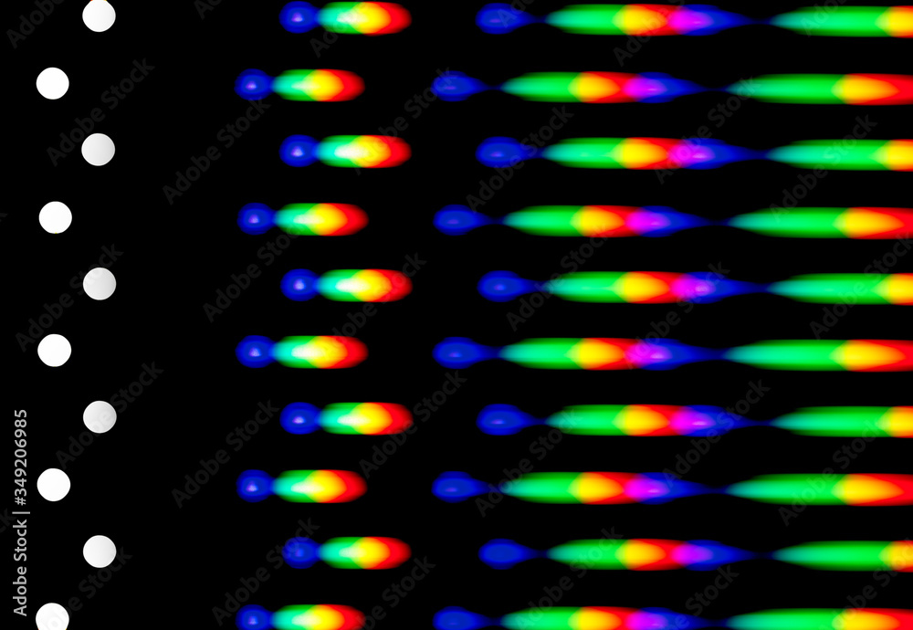 Wall mural photograph of a diffraction pattern from a line of leds. image was obtained using a diffraction grat