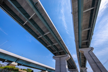 青空と高速道路の高架橋