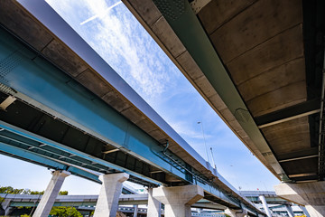 青空と高速道路の高架橋