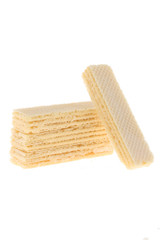 Wafers sticks with vanilla Cream isolated on white background