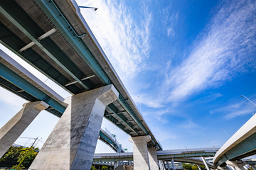 青空と高速道路の高架橋