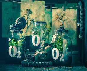 Strange oxygen source as polluted air symbol