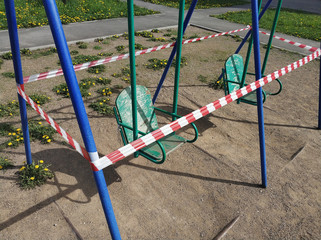 Empy children playground closed for Coronavirus or Covid19 quarantine
