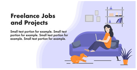 Illustration about work on freelance on a light background with place for headline and text.