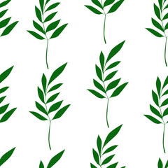 Vector iluustration seamless pattern  green leaves. Print on paper, fabric, ceramic