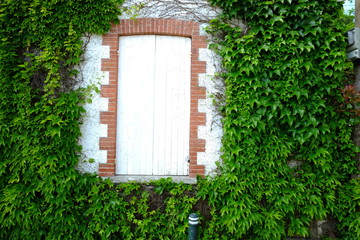 Closed door at le Pouliguen a small city in the west of France. spring 2020