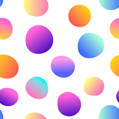 Seamless vector abstract pattern. Hand drawn circles with gradient fill isolated on white background. Gentle trending smooth colors, bubbles. Stock ilustration for wallpaper, wrapping paper, textile