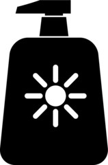 Sunscreen lotion bottle vector icon, summer beach icon