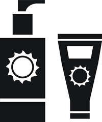 Sunscreen lotion bottle vector icon, summer beach icon