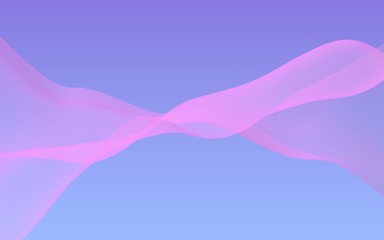 Pink wave on blue sky abstract background. Fluttering pink scarf. Waving on wind pink fabric. 3D illustration