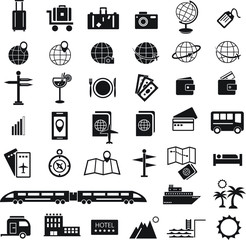 Summer vacation travel icons set