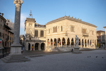 Fototapeta na wymiar loggia of the Lionello, historic building in the center of Udine. Friuli region Italy