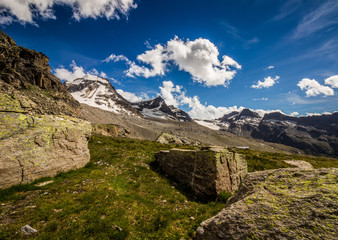 Stunning view of mountains and nature with a blue sky, perfect summer landscape in the Alps