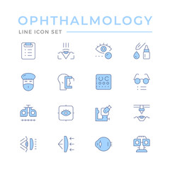 Set color line icons of ophthalmology