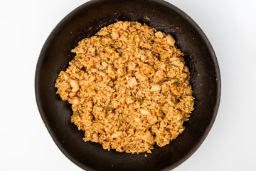 Fried rice on white background