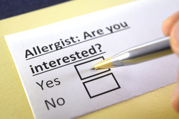 Obraz premium One person is answering question about allergist.