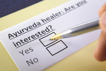 Fototapeta premium One person is answering question about ayurveda healer.
