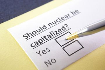 Obraz premium One person is answering question about nuclear.