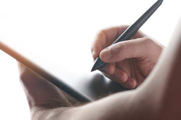 Touch tablet on hand
