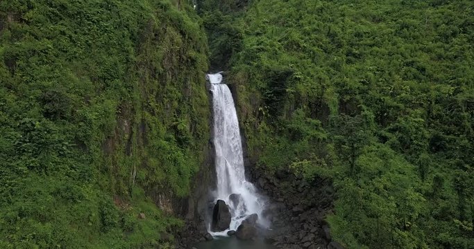 4K Aerial Footage of the Trafalgar Waterfalls in Dominica, Caribbean Islands