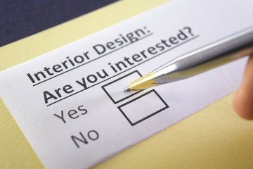 Fototapeta premium One person is answering question about interior design.