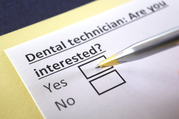 Fototapeta premium One person is answering question about dental technician.