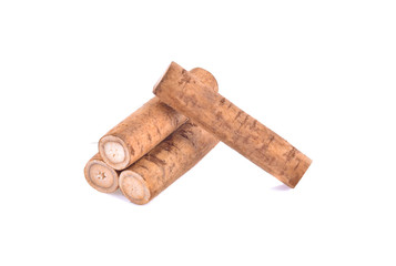 Burdock roots isolated white background.