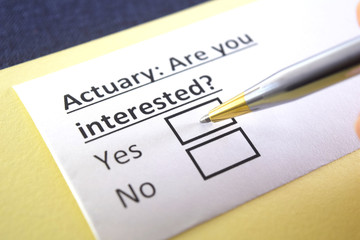 Obraz premium One person is answering question about actuary.