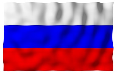 Waving flag of the Russian Federation. The National. State symbol of the Russia. 3D illustration