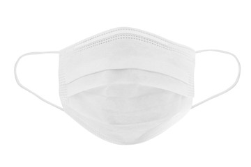Protective face mask. Disposable earloop 3-layer face mask in white colour for protect against virus and bacteria. - image