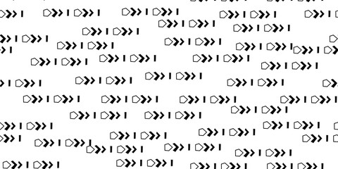 Black hand drawn stripes seamless monohrome pattern. Different elements