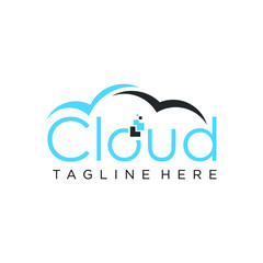 Cloud logo vector for software house, software developer, web developer, web hosting, domain, cloud services, website, cloud computing, data warehouse, big data.