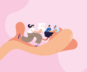 delivery couple on the way to the customer with face mask